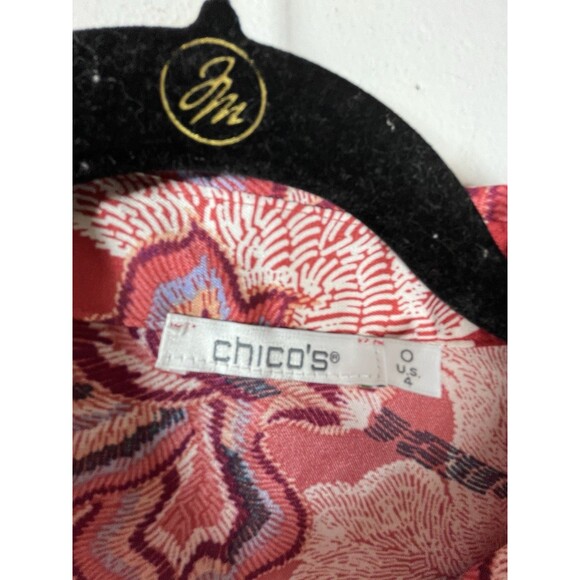 Chicos Botanical Art Print 3/4 Sleeve Top blouse  0 S 2 4 - Picture 5 of 10